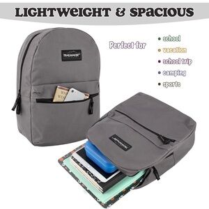 Backpacks with Adjustable Padded Straps|School Backpacks for Girls, Boys- Gray